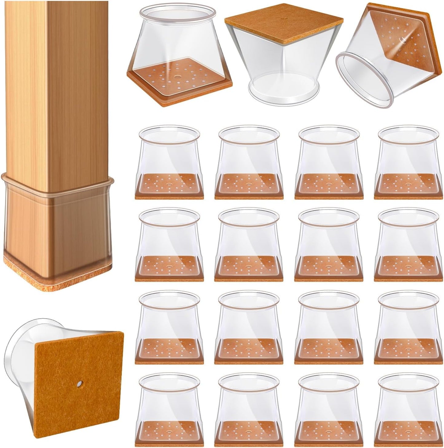 VIUME 24 Pcs Chair Leg Floor Protectors for Hardwood Floors Silicone Covers Felt Pads Furniture Leg Caps Anti-Scratch Reduce Noise Fit (1-5/16" to 2")