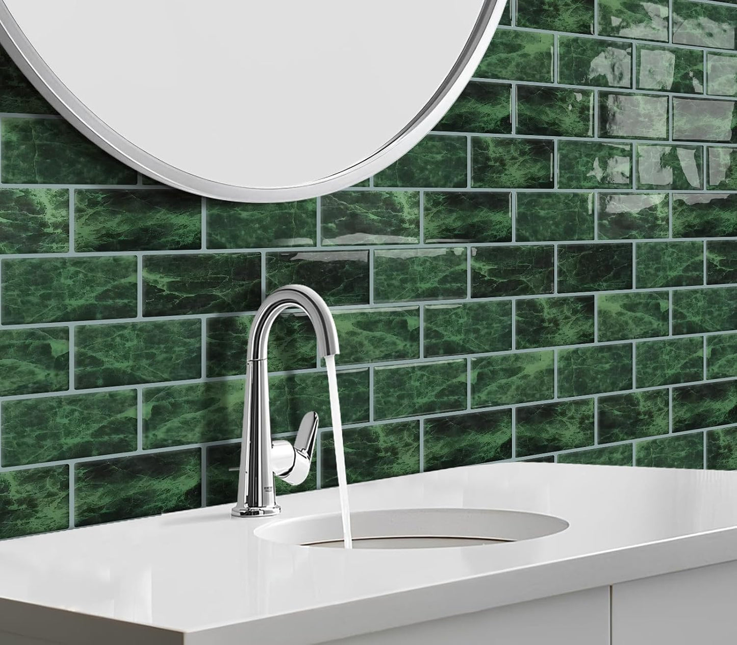 DEWOO White Peel and Stick Backsplash Subway Tile Self Adhesive Wall Tiles for Kitchen Bathroom, 10-Sheet, 12"×12"