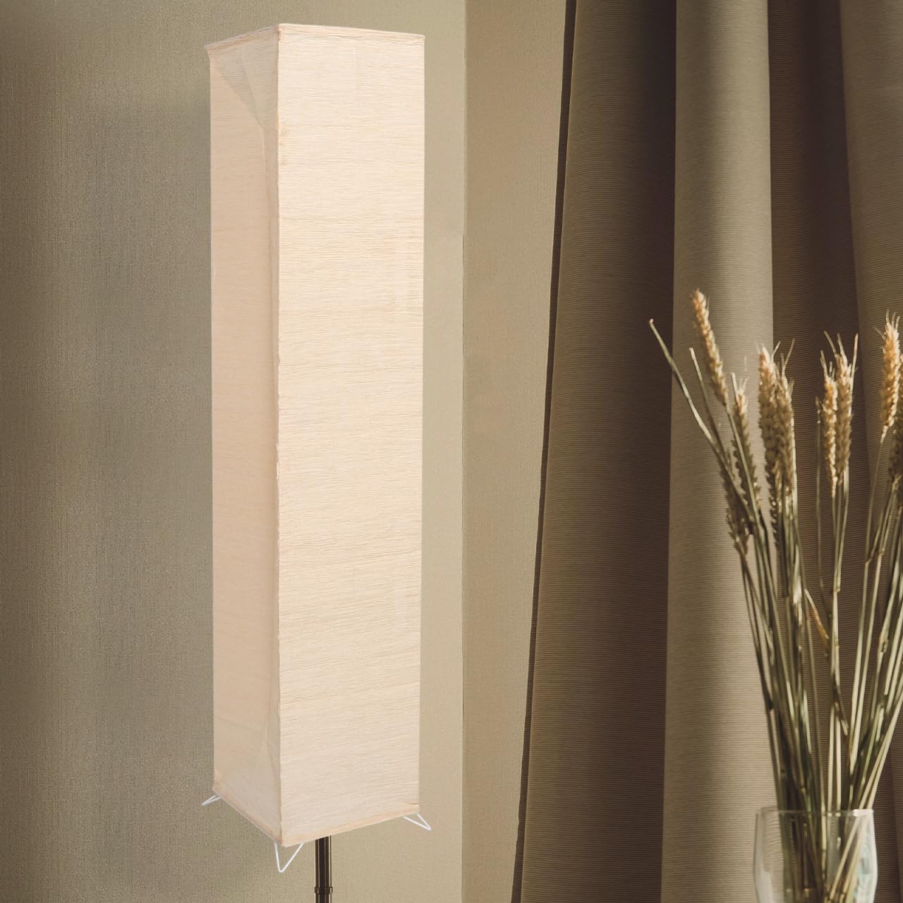 Foldable Japanese Paper Floor Lamp Shade Replacement with Soft Light for Living Room Bedroom Office - Easy Installation Modern Design 49.2X9.8X9.8In