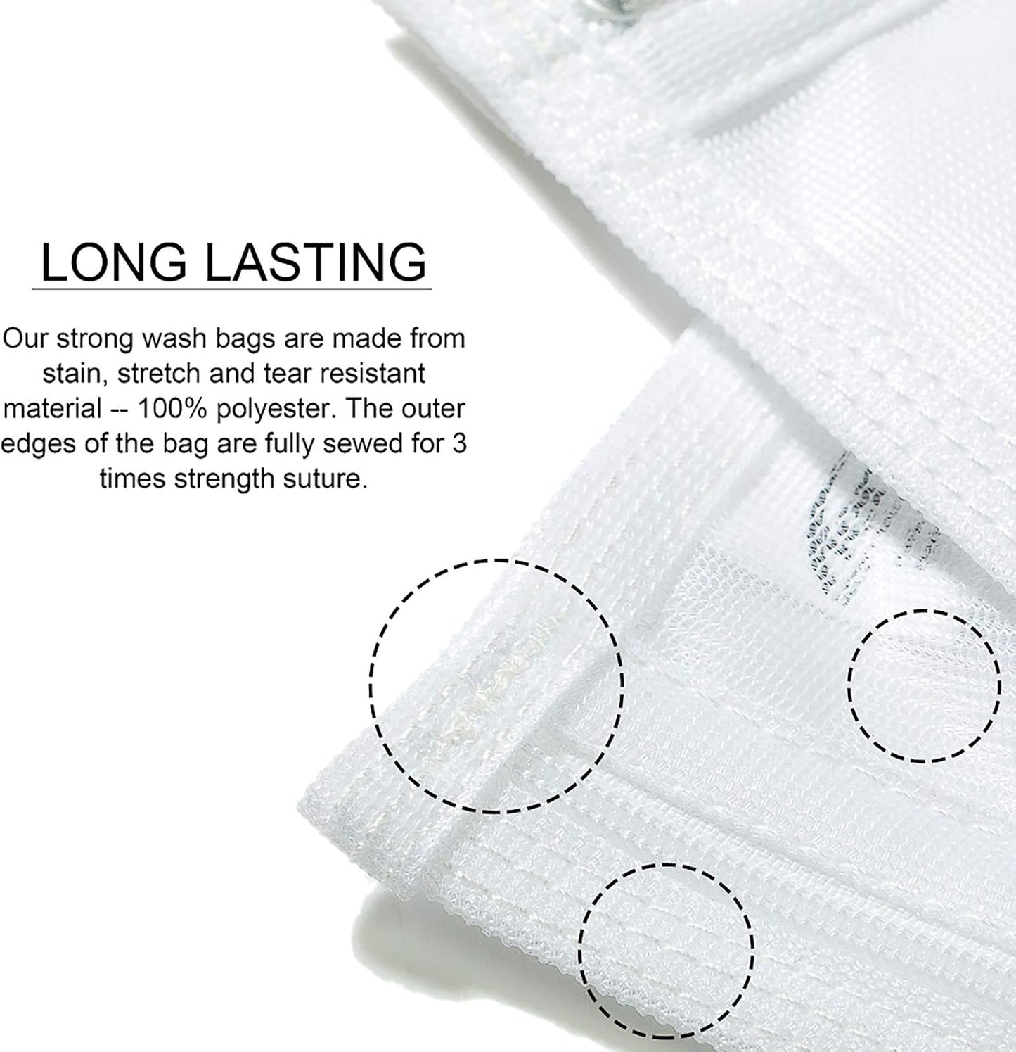 TENRAI Delicates Laundry Bags, Bra Fine Mesh Wash Bag for Underwear, Lingerie, Bra, Pantyhose, Socks, Use YKK Zipper, Have Hanger Loops,((0 Fluorescent Cloth White, 3 Medium, CQS)