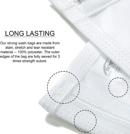 TENRAI Delicates Laundry Bags, Bra Fine Mesh Wash Bag for Underwear, Lingerie, Bra, Pantyhose, Socks, Use YKK Zipper, Have Hanger Loops,((0 Fluorescent Cloth White, 3 Medium, CQS)