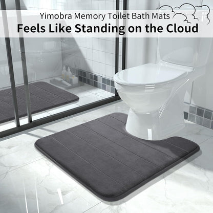 Yimobra Memory Foam Bath Mat, Super Soft Absorbent Bathroom Rug Non Slip, Quick Dry, Machine Washable Floor Carpet for Tub Shower, Home Decor Accessories, 24x17, Grey