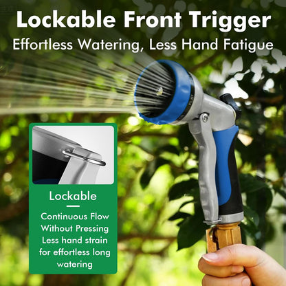 RESTMO Garden Hose Nozzle, Heavy Duty Metal Water Hose Nozzle with 7 Adjustable Spray Patterns, High Pressure Hand Sprayer with Flow Control for Watering Plants & Lawns, Washing Cars & Pets
