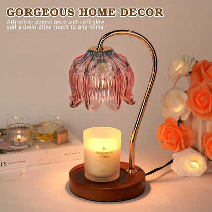 Funistree Flower Candle Warmer Lamp with Timer, Dimmable Candle Lamp Warmer, Christmas Birthday Gifts for Women Mom Her, Housewarming Home Decor, Lotus Wax Warmer for Yankee Candles - Lily Amber