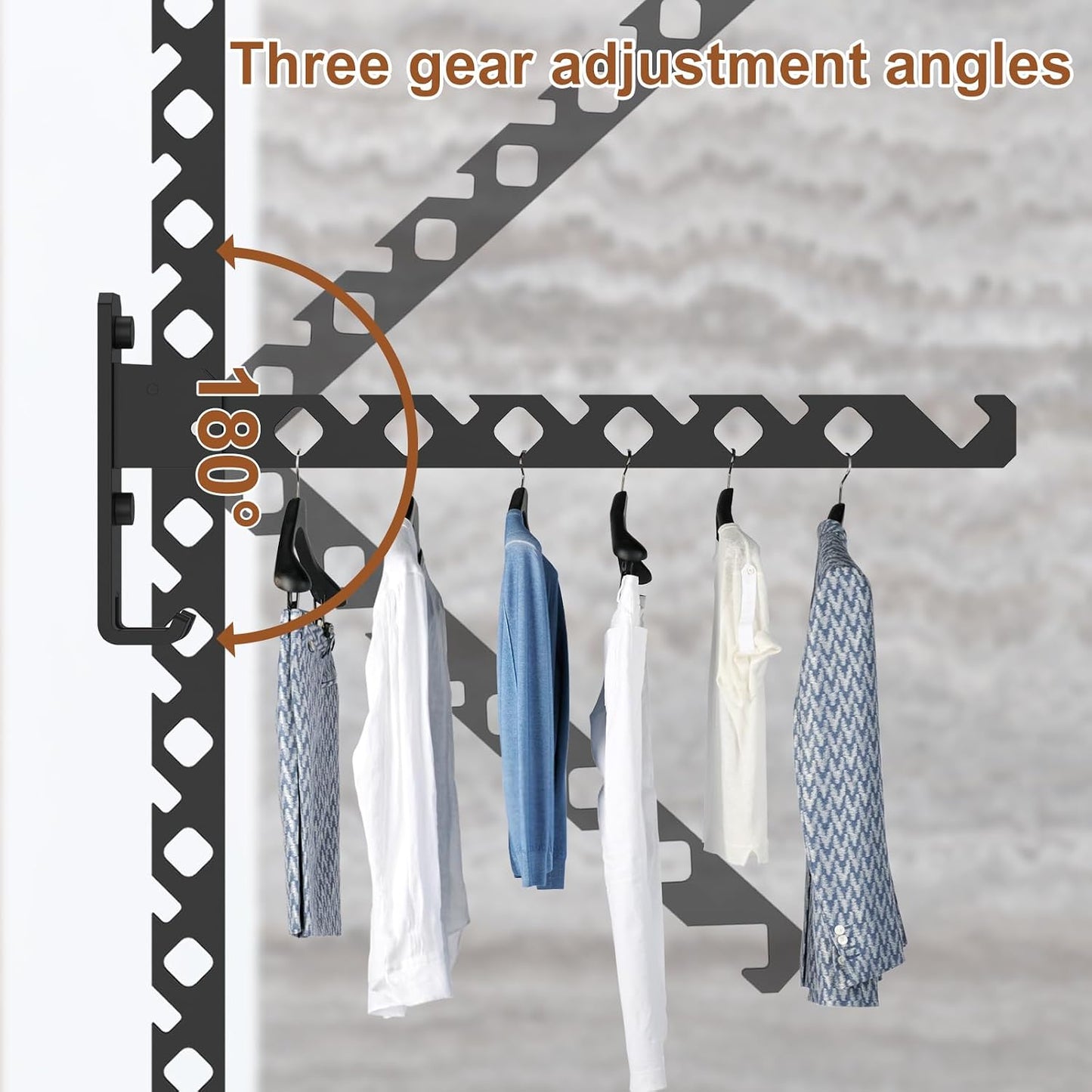 1Pcs Wall Mounted Clothes Drying Rack Aluminum Alloy Laundry Drying Rack with Screws 180°Adjustable Clothes Drying Hanger Rust Resistant Clothes Drying Organizer Rack for Home Dorm
