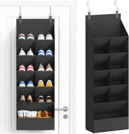 Lifewit 6 Tier Over the Door Shoe Organizer with 11 Large Deep Pockets, Fabric Hanging Shoes Shelf for Closet, Dorm Storage, Fit Up to 12 Pair Shoe Rack Holder for Sneakers, Boots, Gray