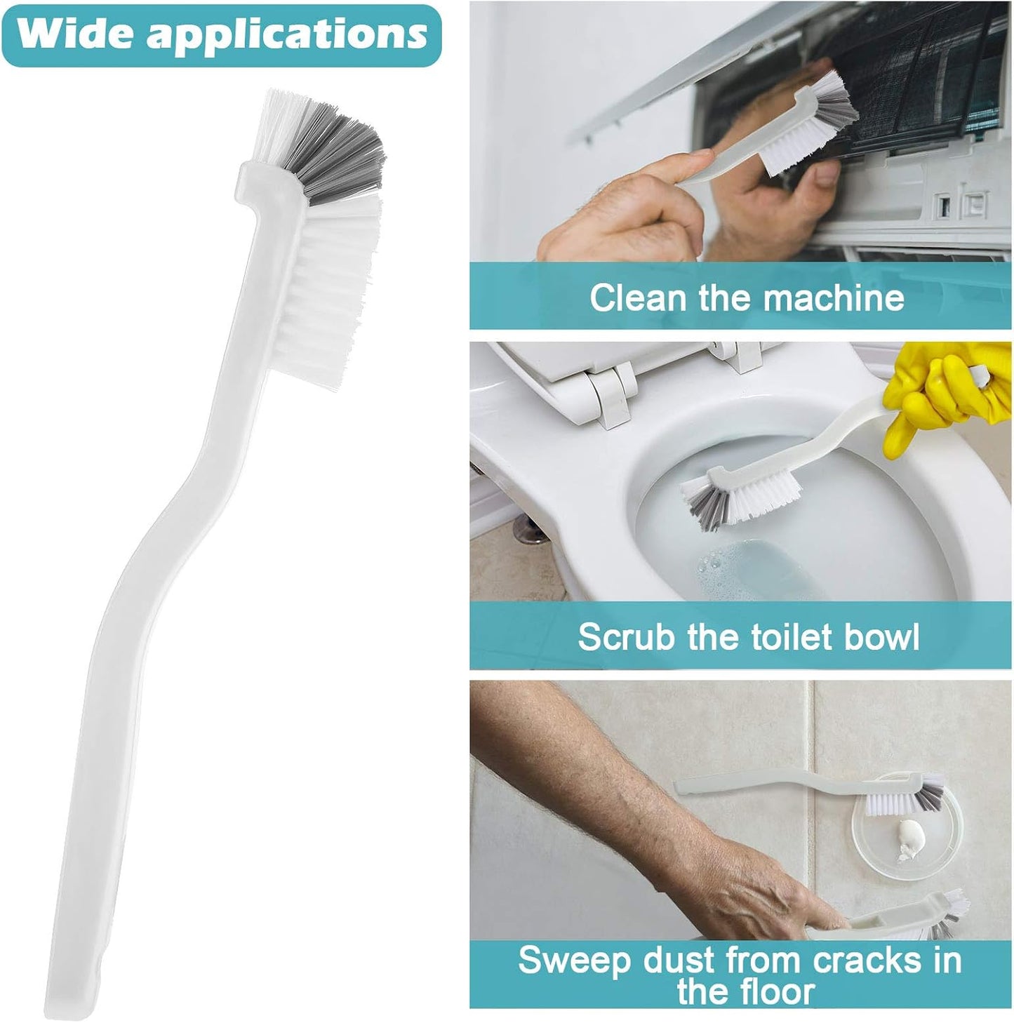 5 Piece Cleaning Dish Scrub Brush Kitchen Sink Bathroom Brushes, Household Pot Pan Dishwasher Edge Corners Grout Deep Cleaning Brush with Stiff Bristles (White and Black)
