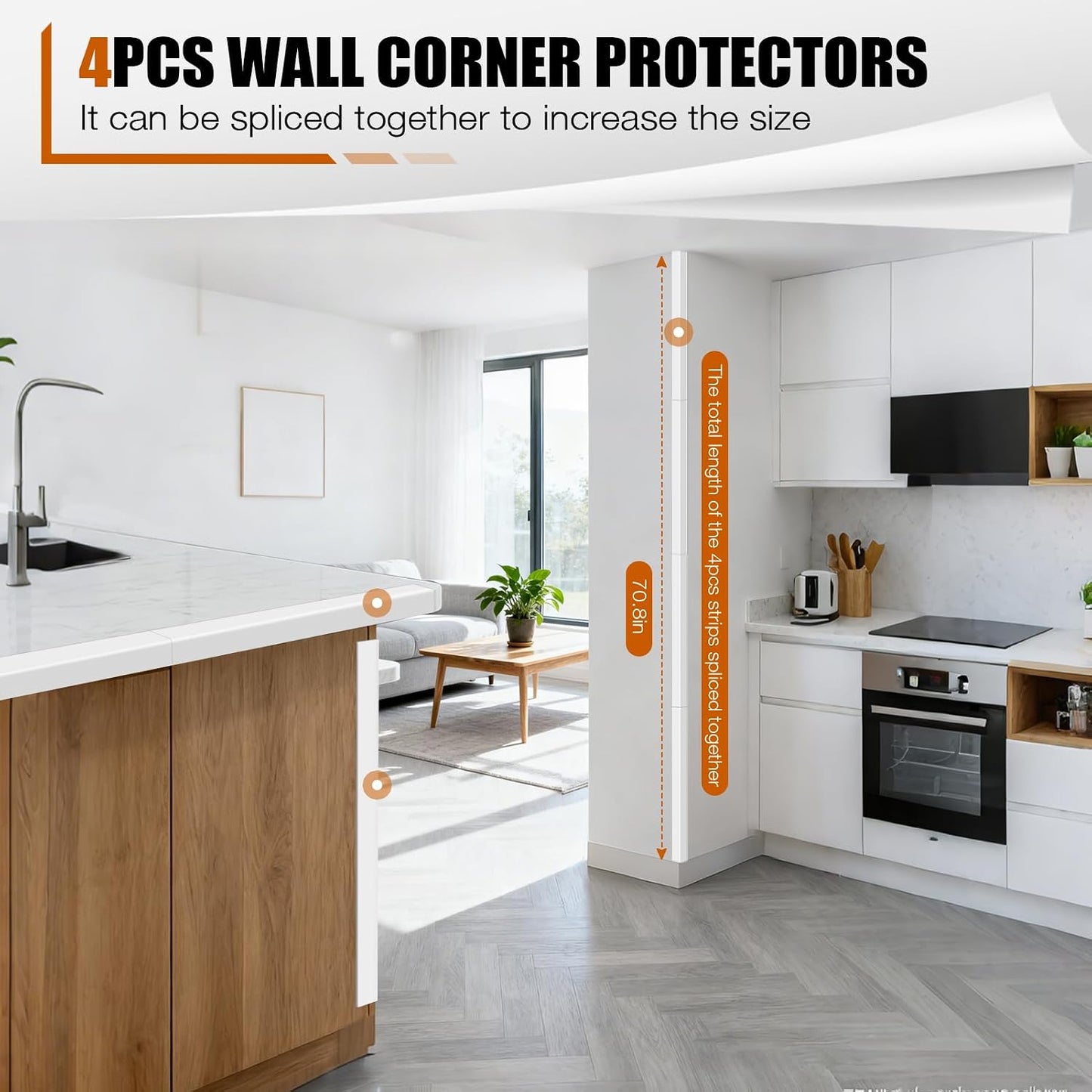 Magicheap 4 Pack Wall Corner Protector, Self Adhesive Corner Protectors for Walls, Easy to Install Edge Guard Strip for Furniture Cabinet Shelf Drywall Baseboard Desk, 17.7in x 1.18in, Clear