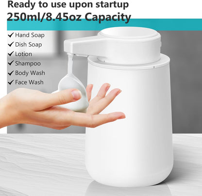 Automatic Soap Dispenser Foaming Touchless: 9oz Plastic Black Modern Rechargeable Electric Auto Foam Soap Dispenser - Bathroom Kitchen Hand Dish Lotion