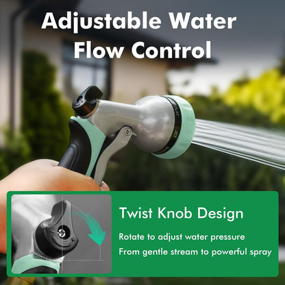 RESTMO Garden Hose Nozzle, Heavy Duty Metal Water Hose Nozzle with 7 Adjustable Spray Patterns, High Pressure Hand Sprayer with Flow Control for Watering Plants & Lawns, Washing Cars & Pets