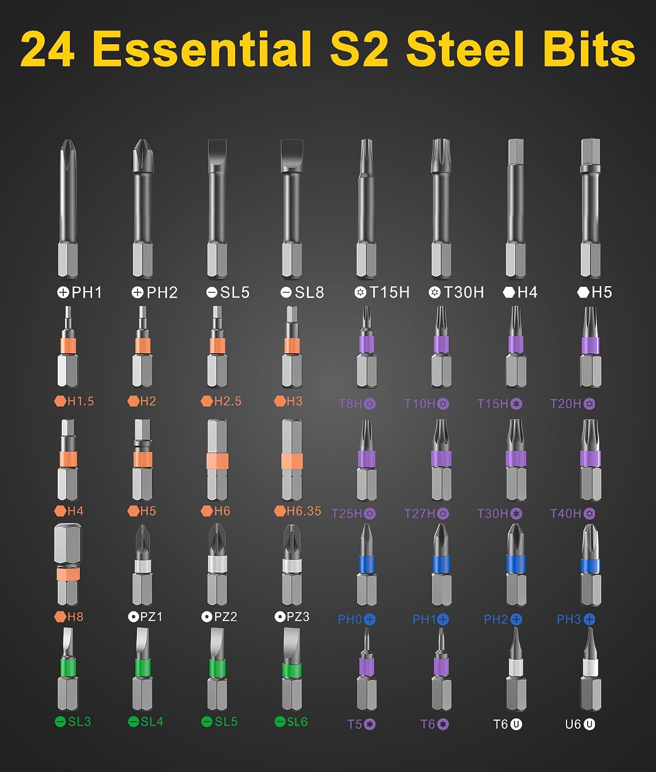 24 in 1 Magnetic Ratchet Screwdriver Set – Multi Bit Precision Repair Tool Kit with Detachable Handle, S2 Steel Bits, Portable Storage Case for Furniture, Computer, Bicycle, Electronics