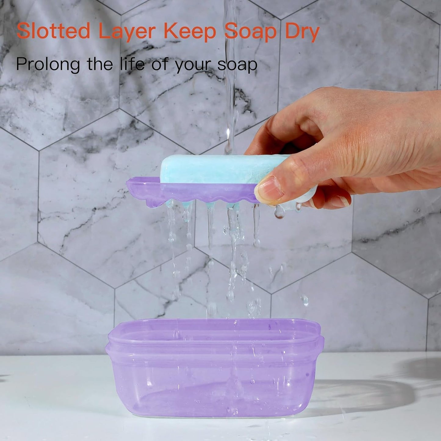 Quatish Leakproof Soap Dish with Lid & Draining Layer, Shatterproof Travel Bar Soap Holder Case Container, Portable Travel Size Toiletries Essentials for Camping, Gym, Bathroom, Black