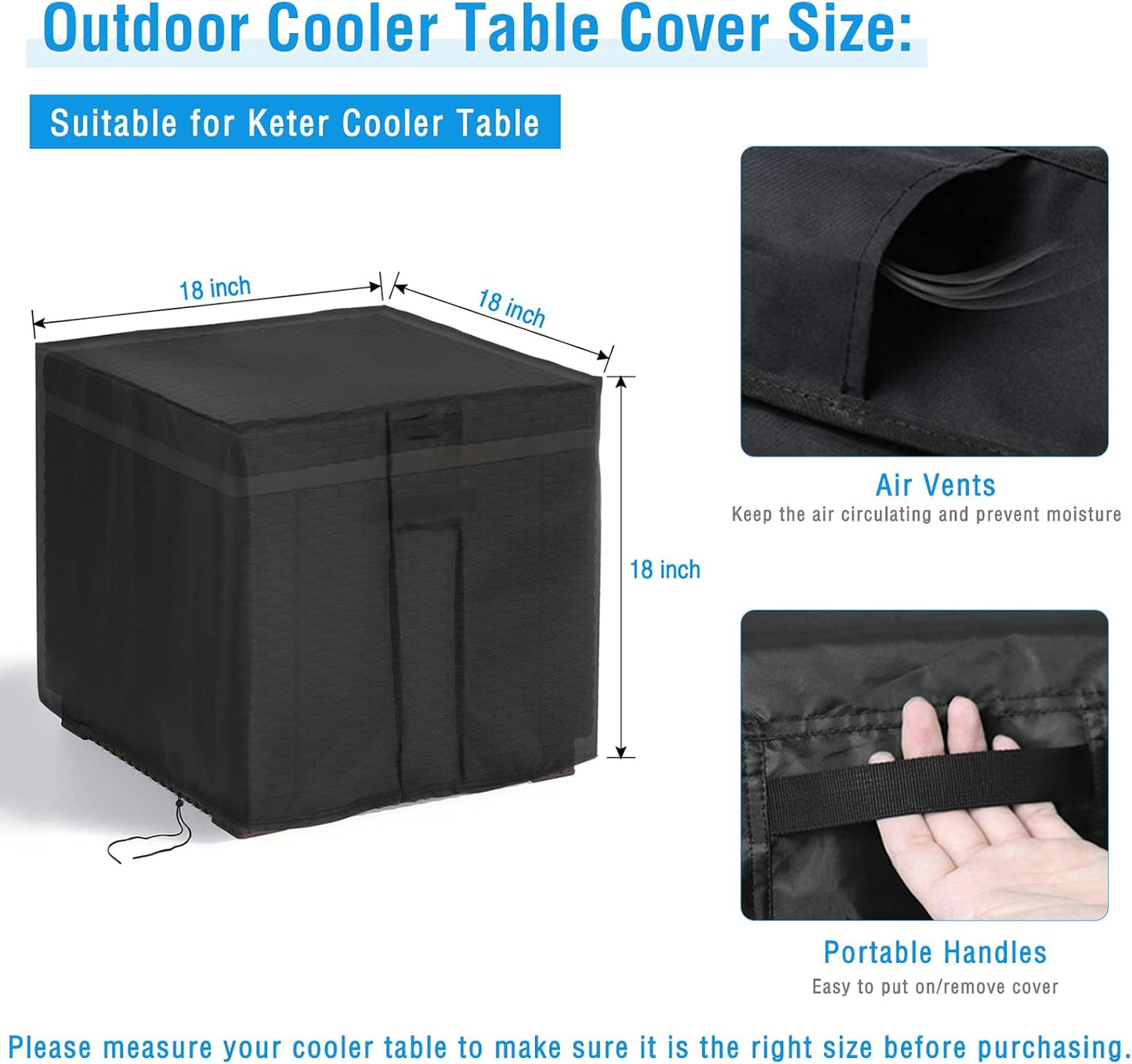Kingling Deck Box Cover, Outdoor Storage Box Cover for Keter 30 Gallon Deck Box Waterproof Outside Patio Storage Bench Deck Boxes Covers Black (23" L x 18" W x 22" H inch)