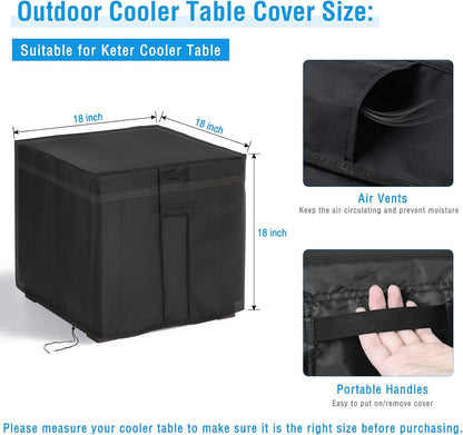 Kingling Deck Box Cover, Outdoor Storage Box Cover for Keter 30 Gallon Deck Box Waterproof Outside Patio Storage Bench Deck Boxes Covers Black (23" L x 18" W x 22" H inch)
