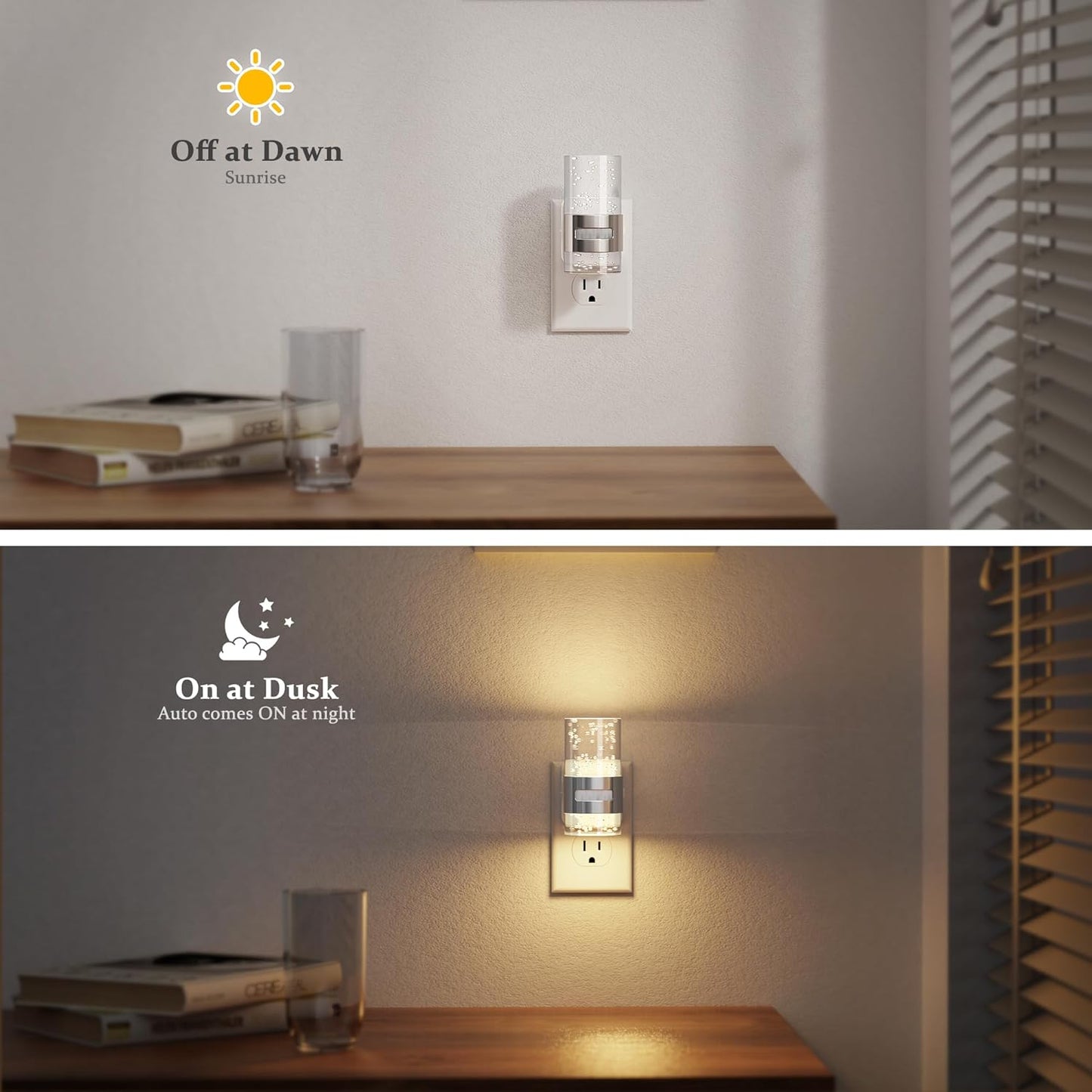 JandCase Motion Sensor Night Light, Night Lights Plug into Wall,3000K Soft White 0-100 LM Dimmable LED Night Light, Motion Activated Nightlight for Bathroom Hallway Decor