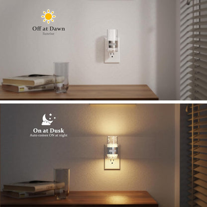 JandCase Motion Sensor Night Light, Night Lights Plug into Wall,3000K Soft White 0-100 LM Dimmable LED Night Light, Motion Activated Nightlight for Bathroom Hallway Decor