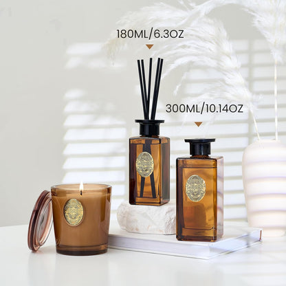 M&SENSE 6.3 oz Large Reed Diffuser Set | Lime+Basil Scent Oil Diffuser with Sticks | Hotel Collection Non-Toxic Home Fragrance |for Bedroom Bathroom Living Room - Colors A