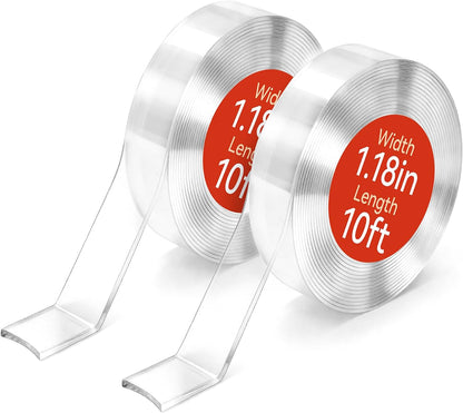 Comix Double Sided Tape Heavy Duty, 1.18" x 120"(10ft), Removable Washable Nano Tape, Residue-Free, Multipurpose Reusable Gel Mounting Tape, 1 Roll