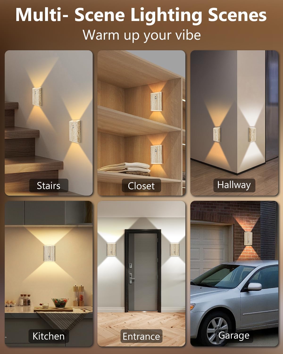 Rechargeable Motion Sensor Wall Sconce Set of 2 – 5000mAh Wireless Battery Operated Wall Light Indoor, 3 Colors Up/Down Lighting Magnetic Night Light with Remote Control for Bedroom, Hallway (Black)