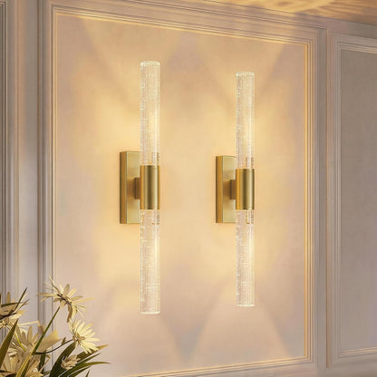 camuucci Battery Operated Wall Sconces Set of 2 Rechargeable Battery Powered Wall Light with 12000mAh Not Hardwired Dimmable Wall Lamp Fixtures for Bedroom Living Room Gold 15.3 Inches