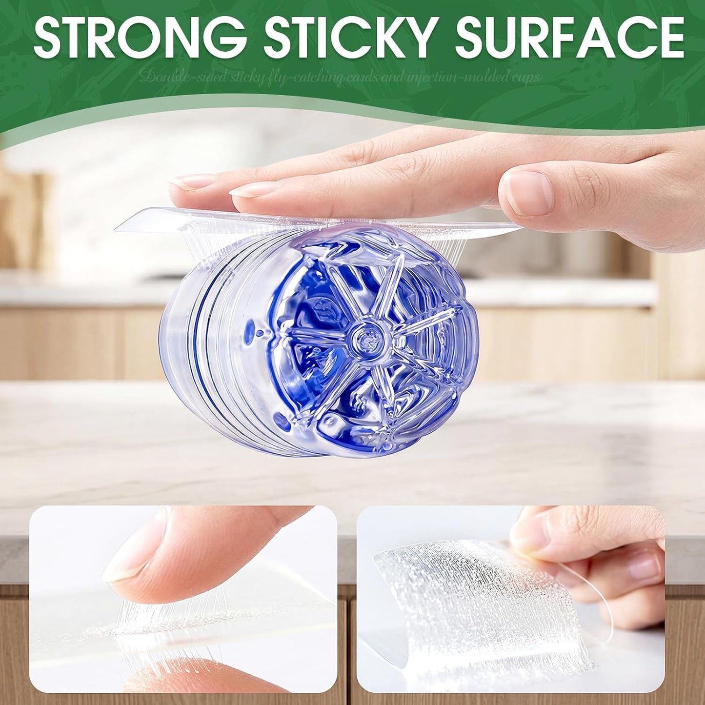 Fruit Fly Trap 25 Pcs Double-Sided Sticky Adhesive Cards and 5 Pcs Plastic Cups Indoor Sticky Fly Killers for Gnats, Fruit Flies, Moths, Kitchen Insect Control