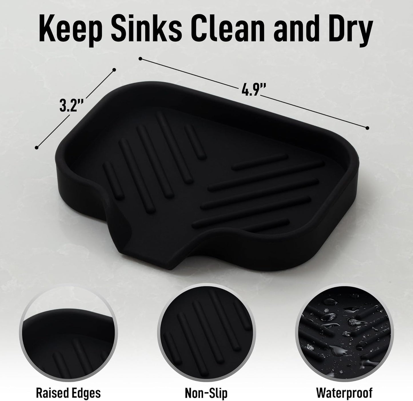 Zulay Kitchen (9x3.5in) Sponge Holder for Kitchen Sink - Flexible Heavy-Duty Multipurpose Sink Caddy - Counter Organizer for Kitchen, Bathroom, Makeup, Trinkets & More! (Grey)