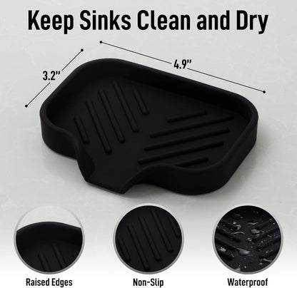 Zulay Kitchen (9x3.5in) Sponge Holder for Kitchen Sink - Flexible Heavy-Duty Multipurpose Sink Caddy - Counter Organizer for Kitchen, Bathroom, Makeup, Trinkets & More! (Grey)