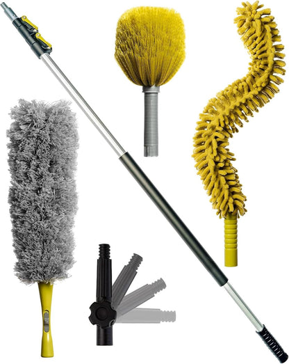 DOCAZOO DOCA Telescoping Pole 7-28 Ft - Extension Pole for Cleaning, Feather Duster, Window Washing Kit, Paint Roller, Window Squeegee - High Reach Extendable Kit for Indoor & Outdoor - Pole Only