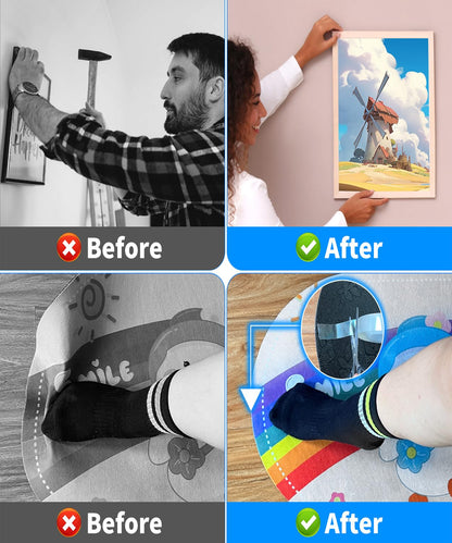 Double Sided Tape Heavy Duty, Nano Tape, Double Sided Mounting Tape, Clear Adhesive Tape for Hanging Picture, Poster, Carpet, Photo Deco, 2 Rolls, 16.5 Feet Per Roll