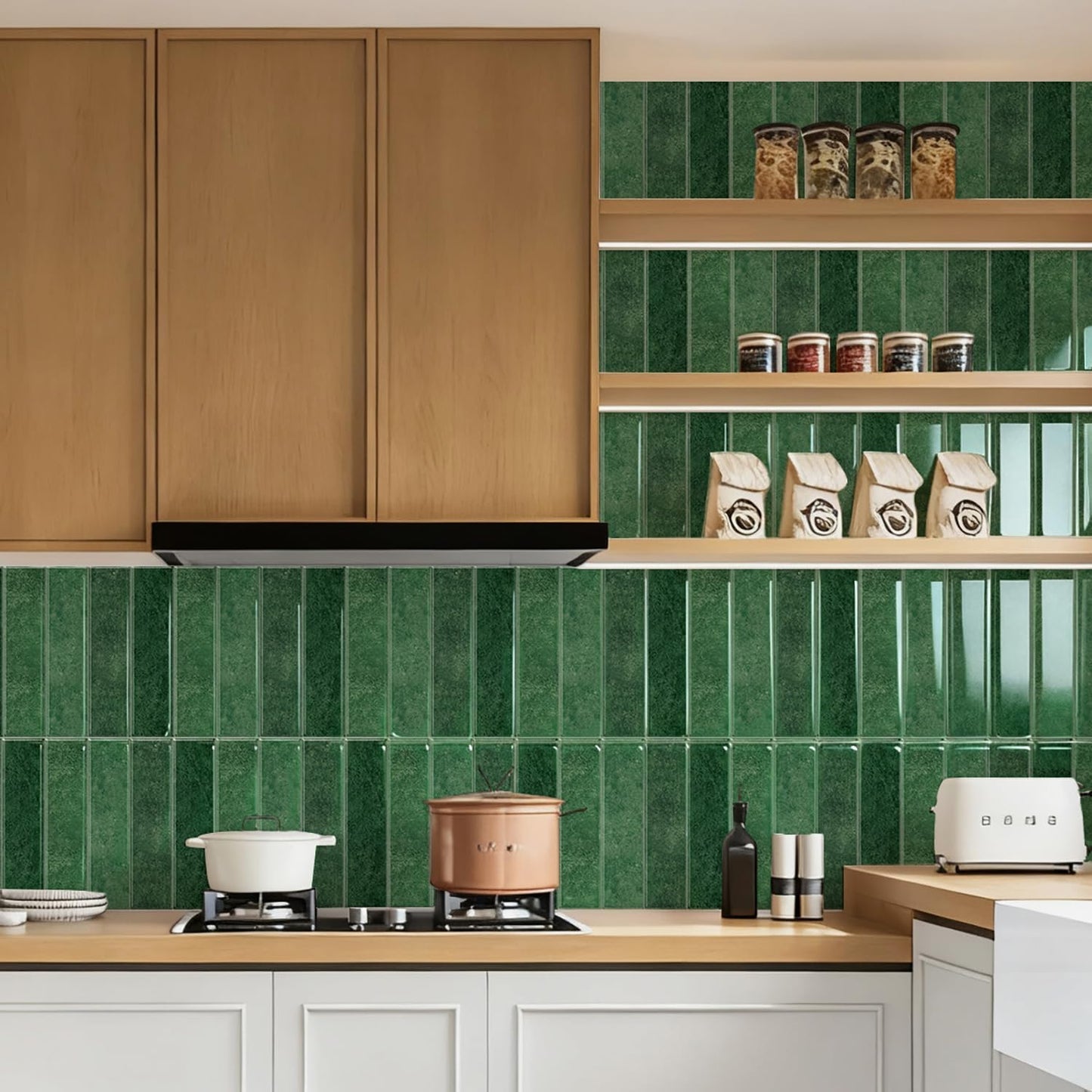 Alwayspon 10 Sheets 12x12inch Beige 3D Vinyl Backsplash Tiles, Self-Adhesive Peel and Stick Wall Tile Stickers Stick on Subway Tiles for Kitchen Bathroom Wall
