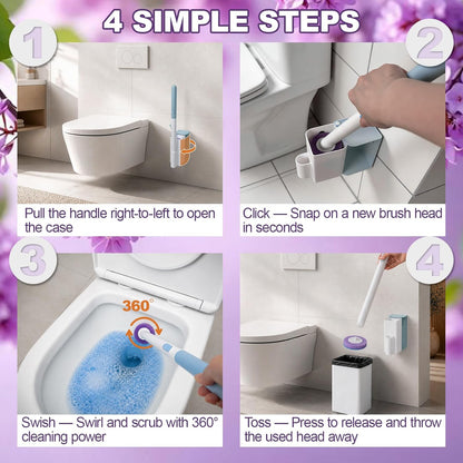 RV Toilet Brush, RV Accessories, Wall Mount Toilet Brush, 64 Toilet Refills | Hands Free Toilet Brush, One-Button Release, RV Toilet Brush and Holder Set, Compact Design, Camper Bathroom Accessories