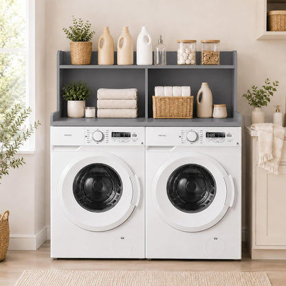 Royxen Laundry Countertop with 20" Shelf Universal Fit, Washer and Dryer Countertop with Storage Space, Laundry Room Storage (Walnut)