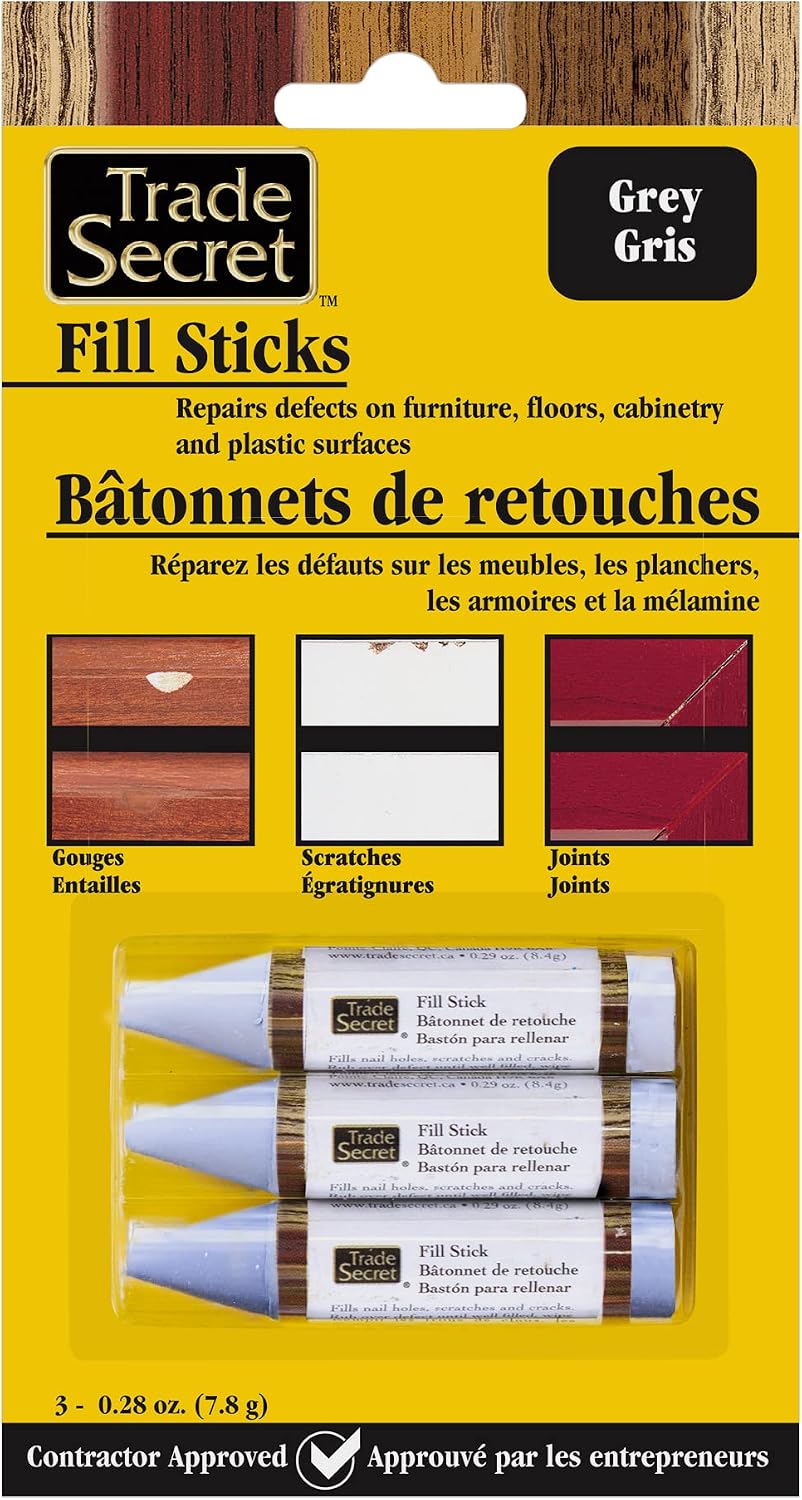 Wood Scratch Repair Fill Stick for Light Surfaces (Set of 3), Great for Touch-Ups and Repairs on Hardwoods Floors, Furniture, Cabinets and Plastic Surfaces.