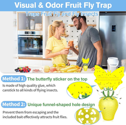 Fruit Fly Traps for Indoors, Gnat Killer Pet&People Safe, Effective Fruit Flies Catcher for Mosquitoes, Gnats, Moths, Durable Flying Insect Trap with Sticky for Home Plants Kitchen Garden