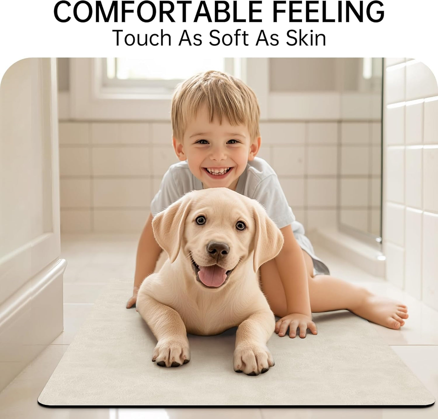 Mecko Bath Mat Rug, Rubber Non-Slip Quick Dry Absorbent Thin Bathroom Rugs Fit Under Door Bathroom Floor Mats-Shower Rug for in Front of Bathtub, Sink, Shower Room(Light Grey,16"x24")