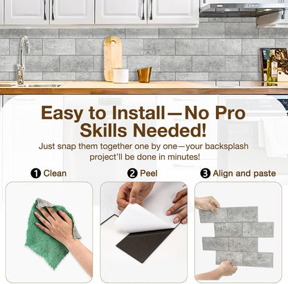 Havenly Peel and Stick Backsplash Tile for Kitchen & Bathroom Walls (White, 10 Tiles - 9.7 sq. ft. (0.9 m²))