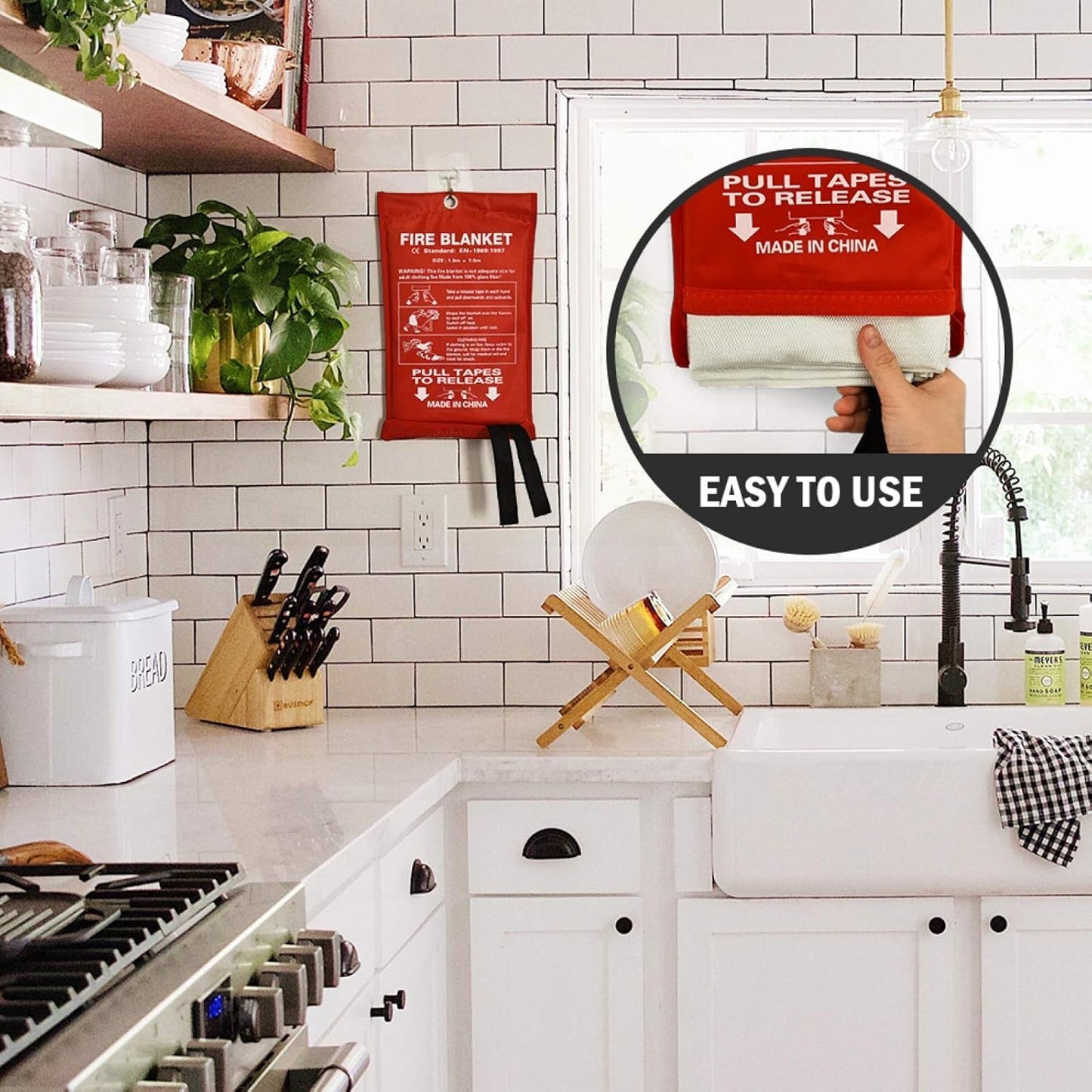 Emergency Fire Blanket - 1 Pack - Fire Suppression Blanket for Kitchen, 40” x 40”, for Home - Fiberglass Fire Extinguisher - Fire Safety & Emergency Supplies - Home Essentials.