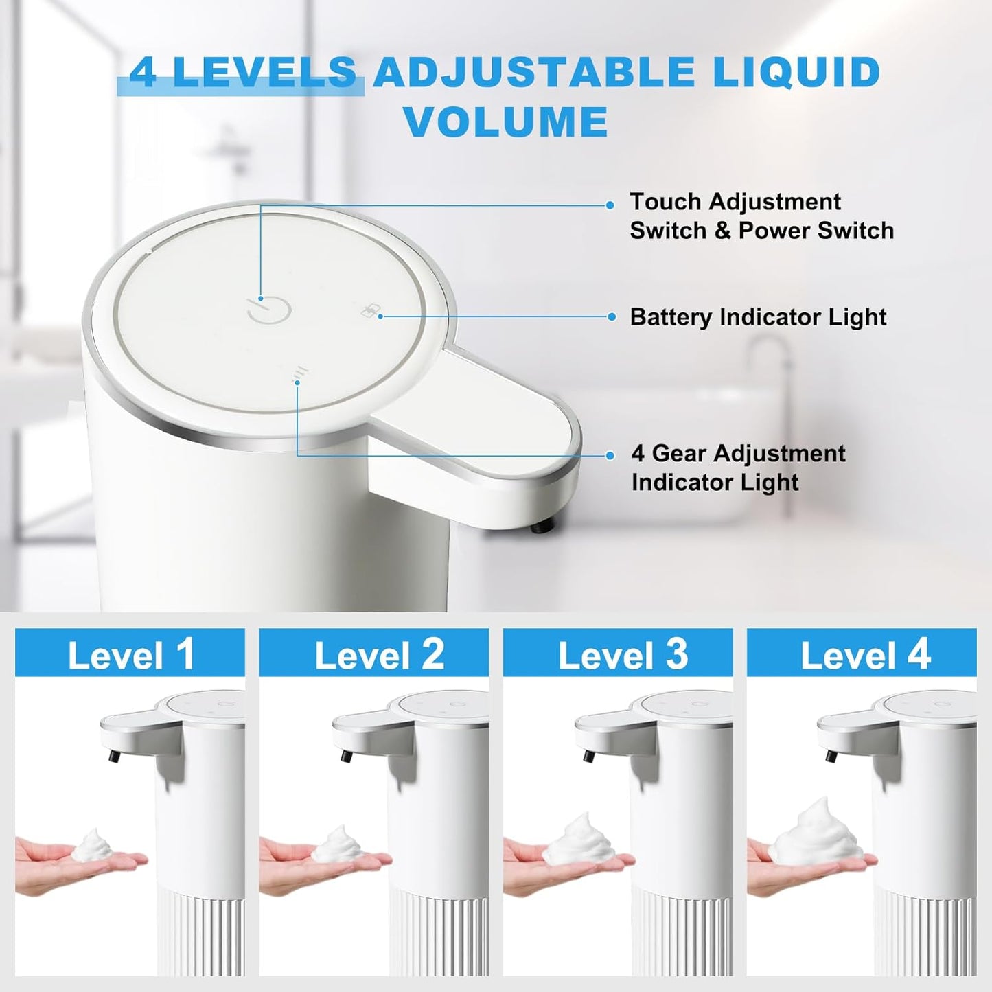 RYTOXILO Automatic Soap Dispenser, 2 Pack Black Touchless Liquid Soap Dispenser for Bathroom, 13.5 Fl Oz Plastic Electric Auto Dish Soap Dispensers Wall Mount for Kithcen with Adjustable Volume