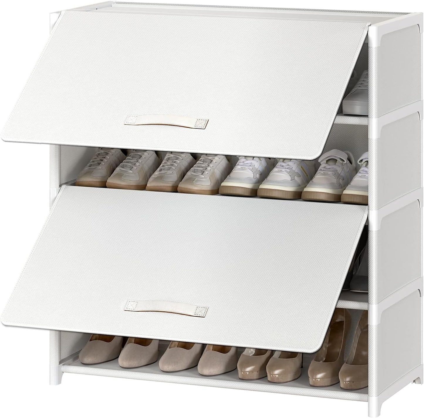 Shoe Rack, 5 Tier Shoe Storage Cabinet with Door 20 Pair Plastic Shoe Shelves Organizer for Closet, Entryway, Hallway, Bedroom, Black