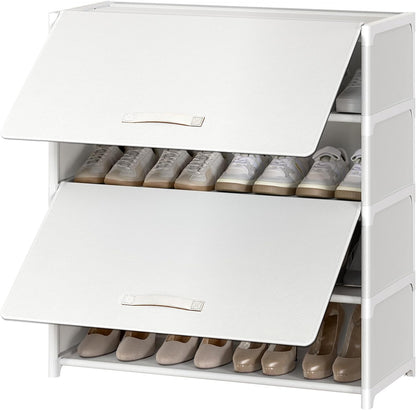 Shoe Rack, 5 Tier Shoe Storage Cabinet with Door 20 Pair Plastic Shoe Shelves Organizer for Closet, Entryway, Hallway, Bedroom, Black