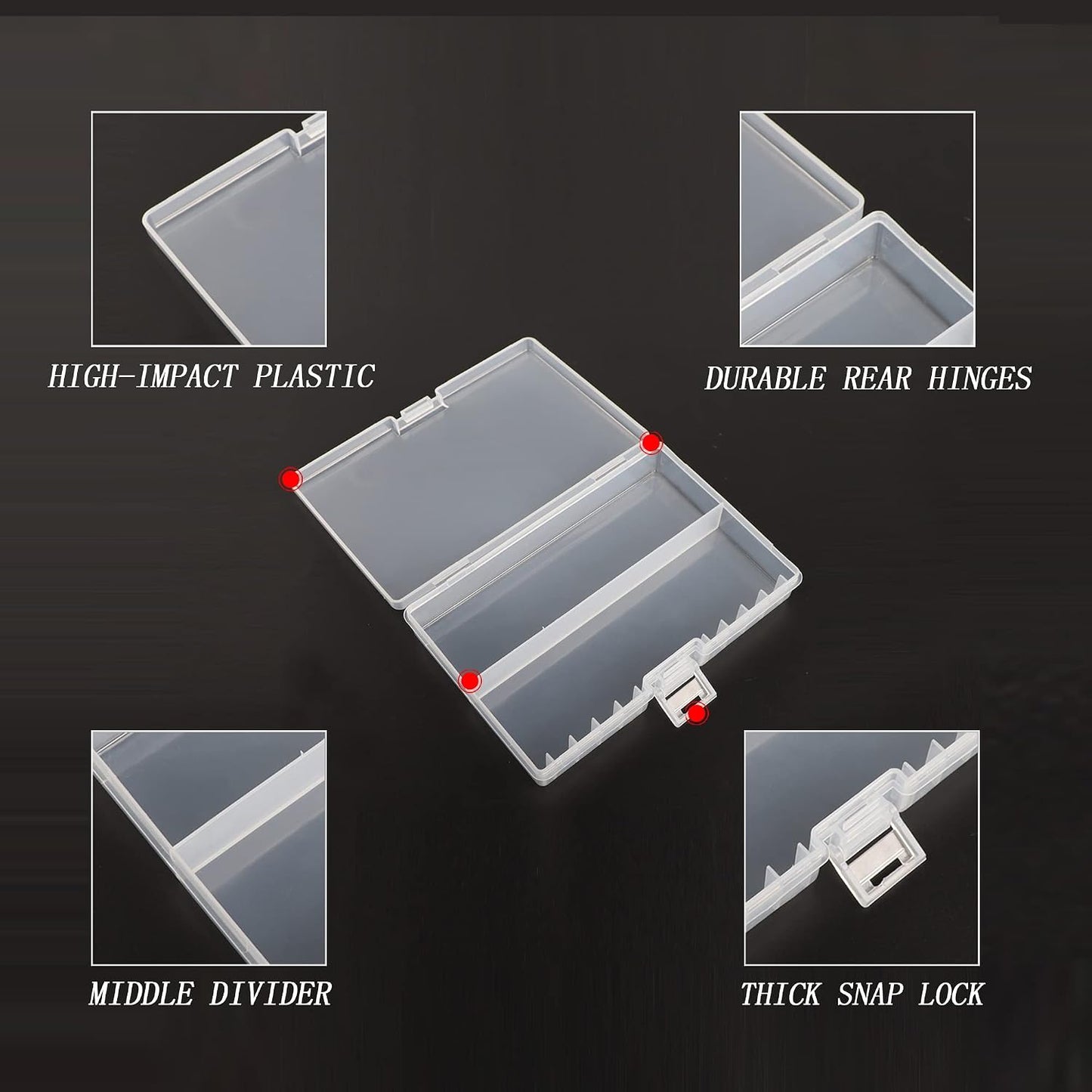 Battery Storage Box,AA Batteries Portable Organizer Box Holds 48 AA Batteries,Insulative Plastic Clear Color