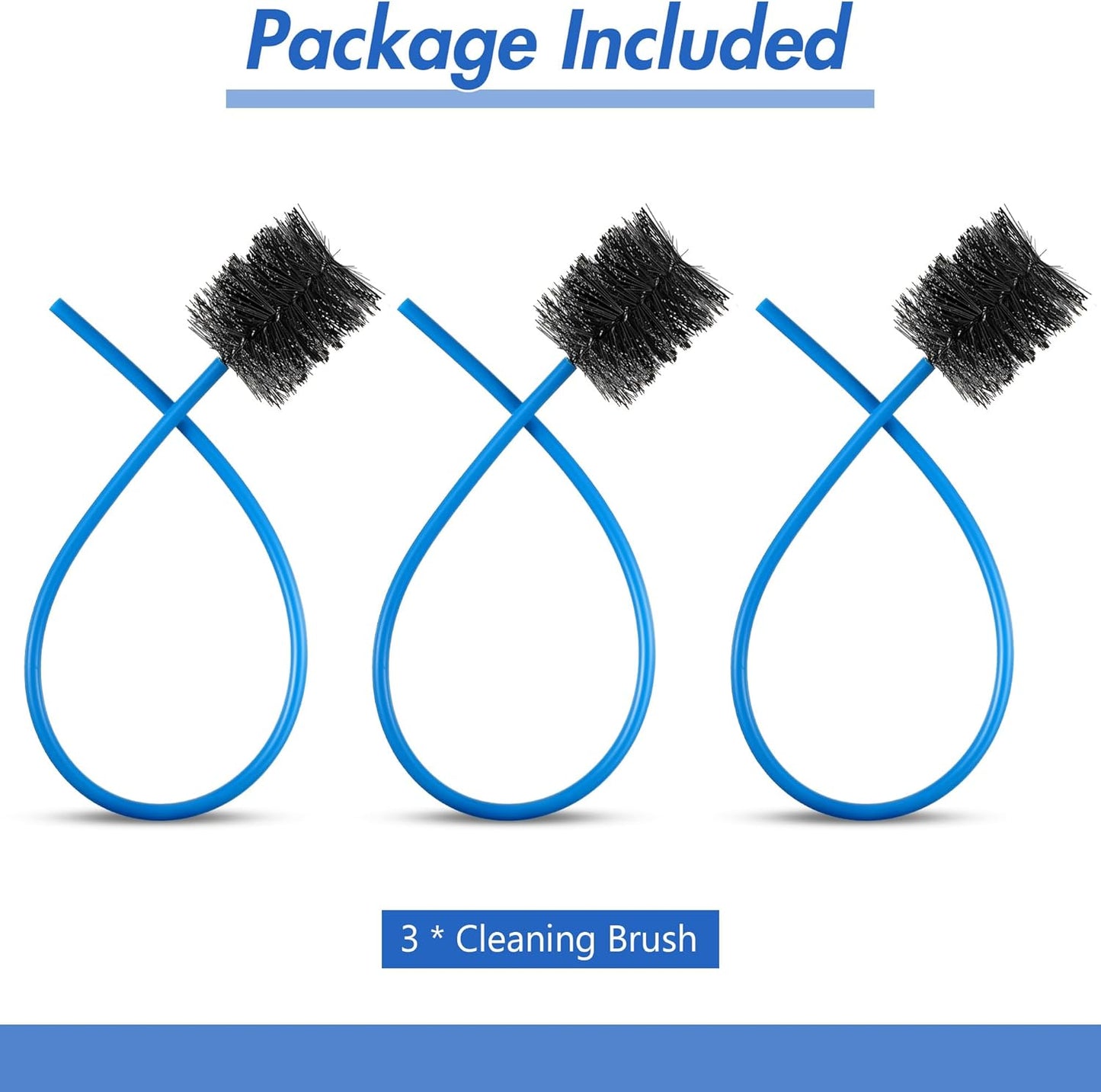 3 Pcs Condensate Trap Flexible Drain Brush, 48 Inch AC Drain Line Cleaning Brush for AC & HAVC Condensate P Trap, Black