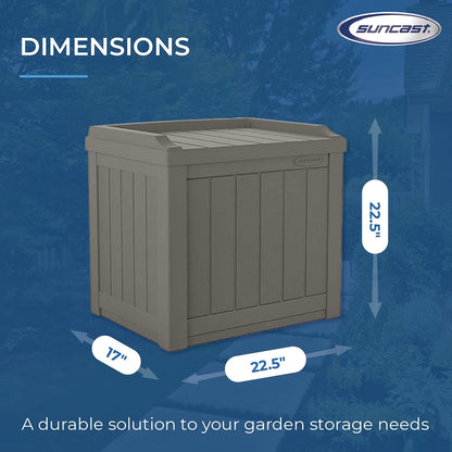Suncast Outdoor Storage Box - 22 Gallon Stone Gray Resin Outdoor Deck Box with Seat, Weatherproof Patio Storage Bin Container for Keeping Cushions, Tools, & Towels for Pool, Yard, & Garden