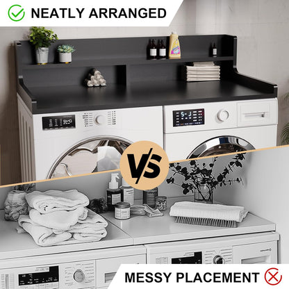 Washer Dryer Countertop, 54" x 27.55" 2-Tier Washer Dryer Topper with Edge, for Laundry Room Organization Whisper White