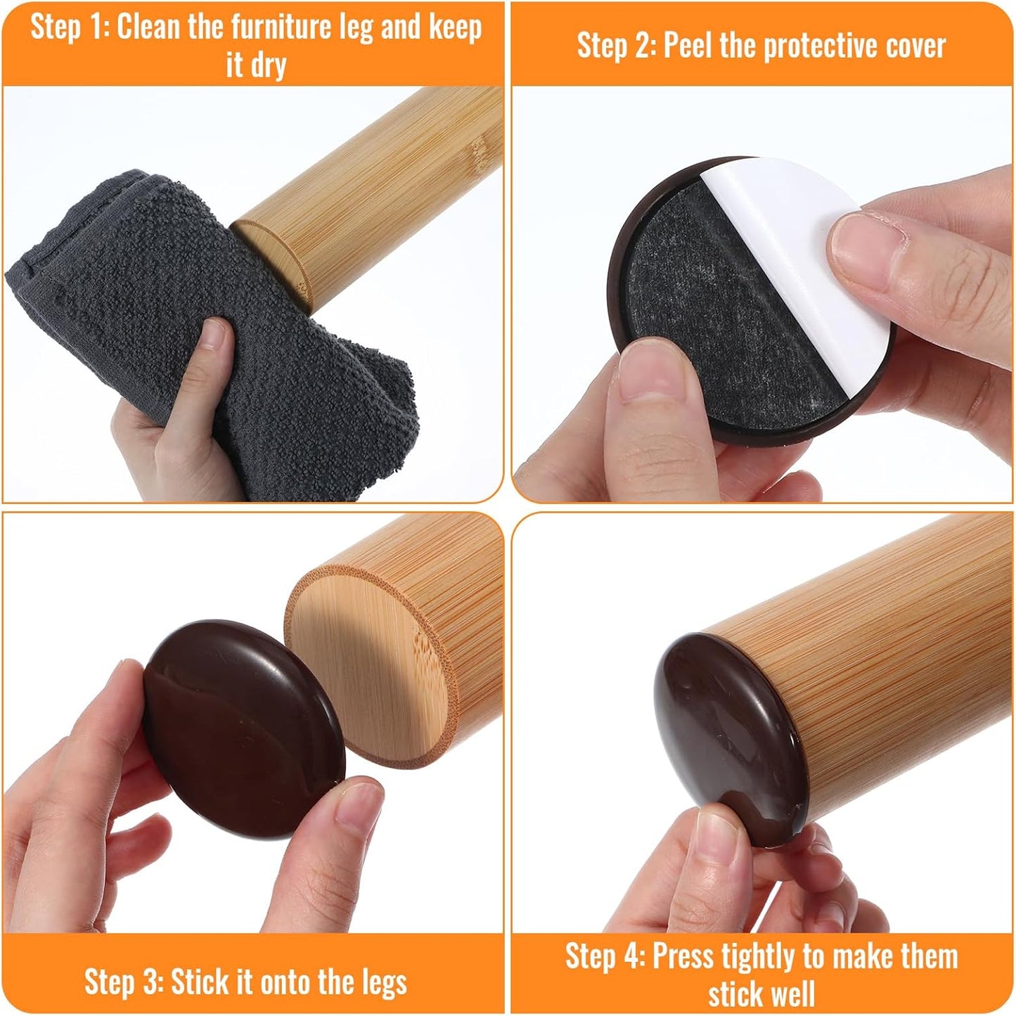12Pcs 2 inches Stick Furniture Sliders, Furniture Moving Pads Heavy Duty Adhesive Furnitures Movers for Easy Moving on Carpet Hardwood (Coffee)