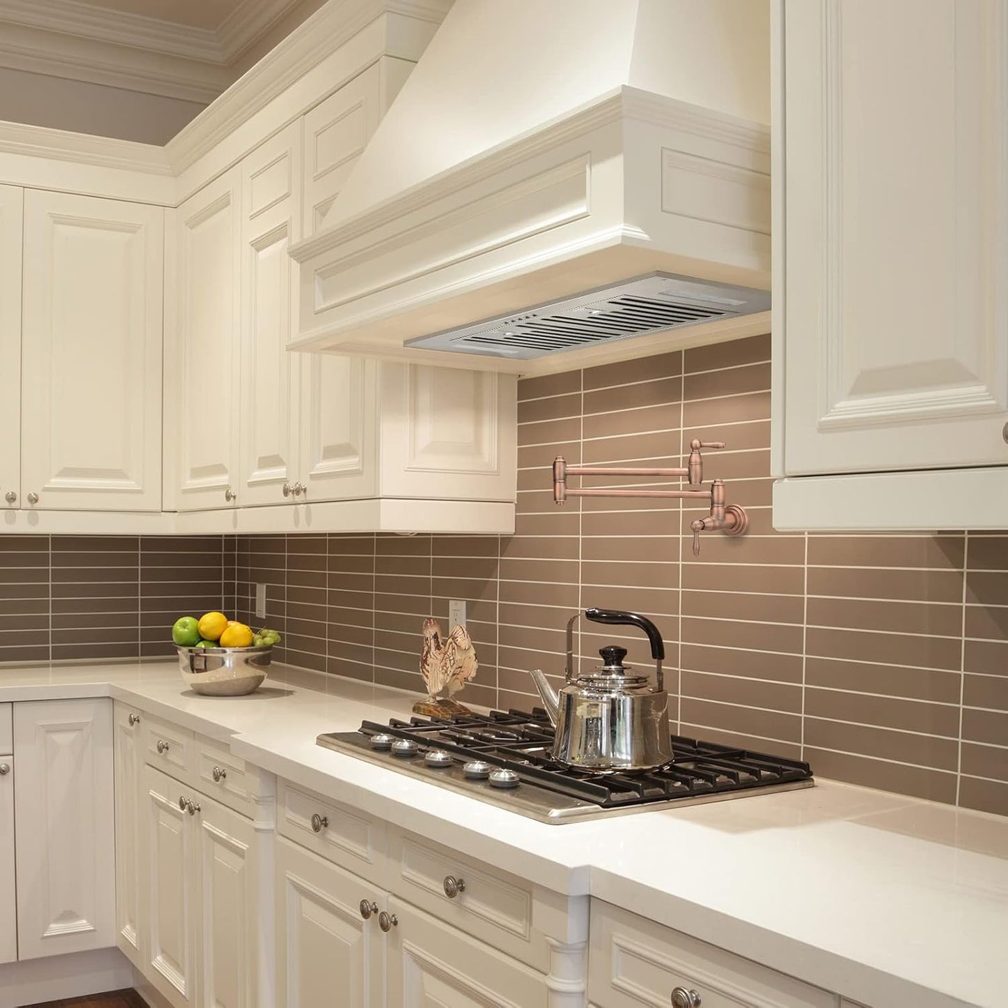 Range Hood Insert/Built-in 36 inch,Ultra Quiet Powerful Vent Hood with LED Lights, 3 Speeds 600 CFM, Stainless Steel - Akicon