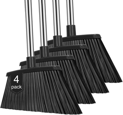 Heavy Duty Broom, 55 Inch Long Handle Outdoor Large Angle Brooms, Commercial Broom for Sweeping Indoor, for Home Garage Kitchen Office Courtyard Lobby Patio Lawn Concrete，Black