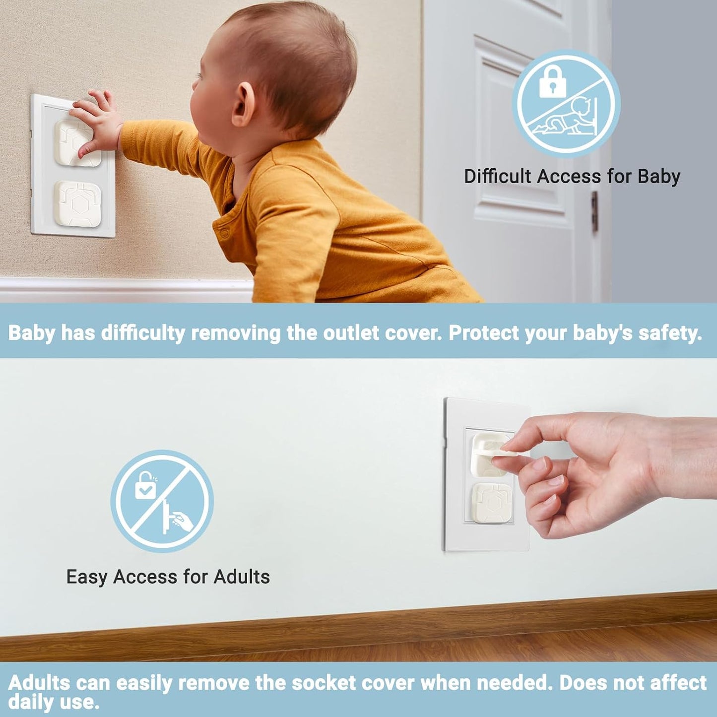 Outlet Covers Baby Proofing, 40 Pack Child Proof Plug Socket Covers Electric Plug Protectors Safety Caps to Prevent Power Shock, for US 3-Prong, White