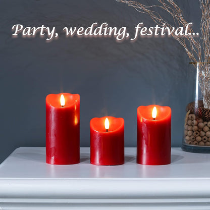 LUSHARBOR Flameless Candles with Remote, 3 Pack Battery Operated Candles Flickering Real Wax LED Fake Pillar Candles with Timer for Wedding Home Party, White