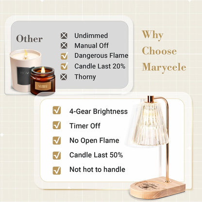 Marycele Vintage Candle Warmer Lamp with Timer Dimmer, Adjustable Height | Vintage farmhouse style with 2 bulbs, adjustable height, timer and dimmer for flameless fragrance in bedroom or home gifts
